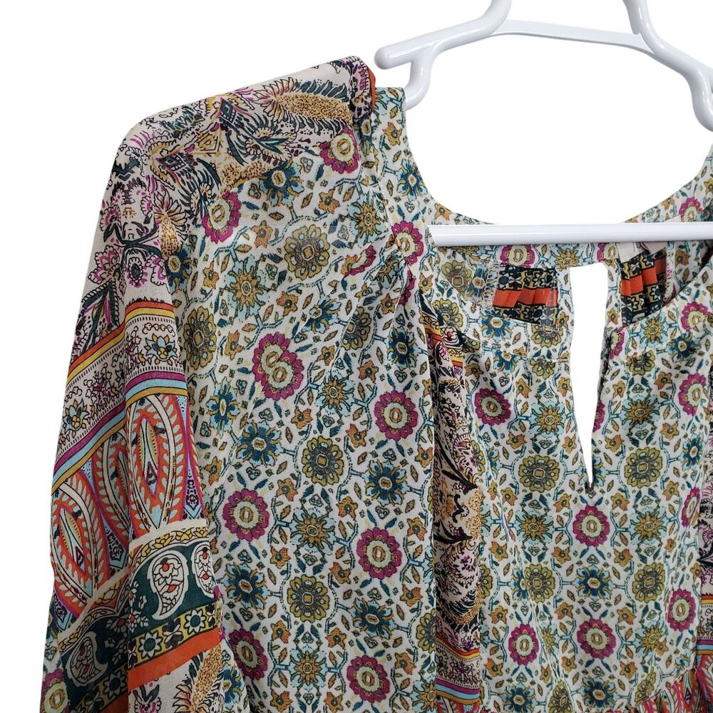 Roz & Ali 2X Tunic Blouse Bohemian Keyhole Flowy 3/4 Sleeve Lightweight Casual - Picture 5 of 12